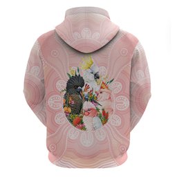 Australian Cockatoos Zip Hoodie Flora Aboriginal Dot Art Pattern