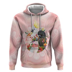 Australian Cockatoos Zip Hoodie Flora Aboriginal Dot Art Pattern