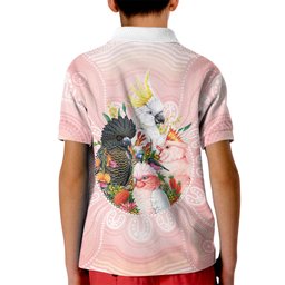 Australian Cockatoos Kid Polo Shirt Flora Aboriginal Dot Art Pattern