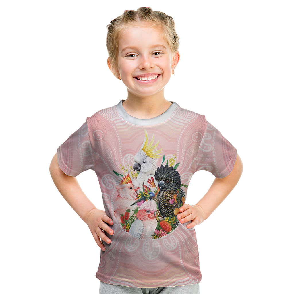 Australian Cockatoos Kid T Shirt Flora Aboriginal Dot Art Pattern