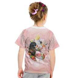 Australian Cockatoos Kid T Shirt Flora Aboriginal Dot Art Pattern