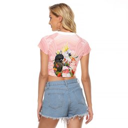 Australian Cockatoos Raglan Cropped T Shirt Flora Aboriginal Dot Art Pattern