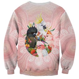Australian Cockatoos Sweatshirt Flora Aboriginal Dot Art Pattern