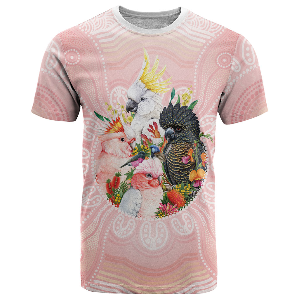 Australian Cockatoos T Shirt Flora Aboriginal Dot Art Pattern