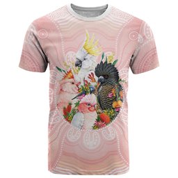 Australian Cockatoos T Shirt Flora Aboriginal Dot Art Pattern