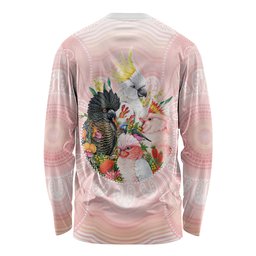 Australian Cockatoos Long Sleeve Shirt Flora Aboriginal Dot Art Pattern