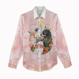 Australian Cockatoos Women Casual Shirt Flora Aboriginal Dot Art Pattern