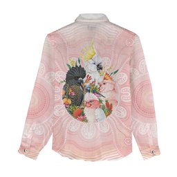 Australian Cockatoos Women Casual Shirt Flora Aboriginal Dot Art Pattern