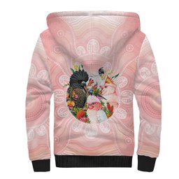 Australian Cockatoos Sherpa Hoodie Flora Aboriginal Dot Art Pattern
