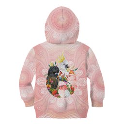 Australian Cockatoos Kid Hoodie Flora Aboriginal Dot Art Pattern