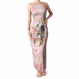 Australian Cockatoos Tank Maxi Dress Flora Aboriginal Dot Art Pattern