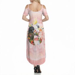 Australian Cockatoos Summer Maxi Dress Flora Aboriginal Dot Art Pattern