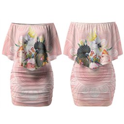 Australian Cockatoos Couples Matching Off Shoulder Short Dress and Hawaiian Shirt Flora Aboriginal Dot Art Pattern