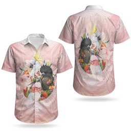 Australian Cockatoos Couples Matching Summer Maxi Dress and Hawaiian Shirt Flora Aboriginal Dot Art Pattern