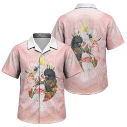 Australian Cockatoos Family Matching Long Sleeve Bodycon Dress and Hawaiian Shirt Flora Aboriginal Dot Art Pattern
