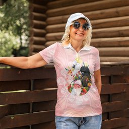 Australian Cockatoos Women Polo Shirt Flora Aboriginal Dot Art Pattern