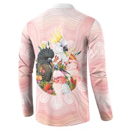 Australian Cockatoos Button Sweatshirt Flora Aboriginal Dot Art Pattern