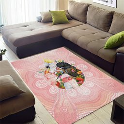 Australian Cockatoos Area Rug Flora Aboriginal Dot Art Pattern