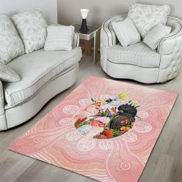 Australian Cockatoos Area Rug Flora Aboriginal Dot Art Pattern