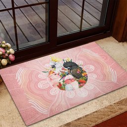 Australian Cockatoos Rubber Doormat Flora Aboriginal Dot Art Pattern