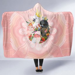 Australian Cockatoos Hooded Blanket Flora Aboriginal Dot Art Pattern