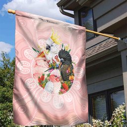 Australian Cockatoos Garden Flag Flora Aboriginal Dot Art Pattern