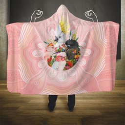 Australian Cockatoos Hooded Blanket Flora Aboriginal Dot Art Pattern
