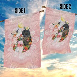 Australian Cockatoos Garden Flag Flora Aboriginal Dot Art Pattern