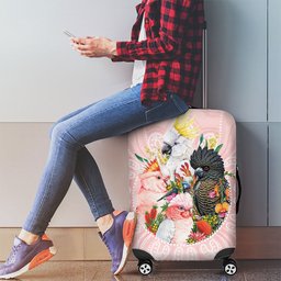 Australian Cockatoos Luggage Cover Flora Aboriginal Dot Art Pattern