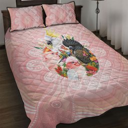Australian Cockatoos Quilt Bed Set Flora Aboriginal Dot Art Pattern