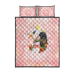 Australian Cockatoos Quilt Bed Set Flora Aboriginal Dot Art Pattern