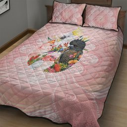 Australian Cockatoos Quilt Bed Set Flora Aboriginal Dot Art Pattern