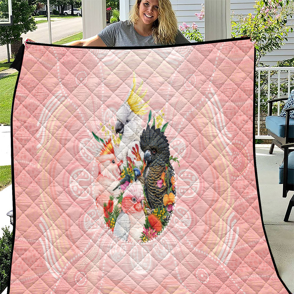 Australian Cockatoos Quilt Flora Aboriginal Dot Art Pattern