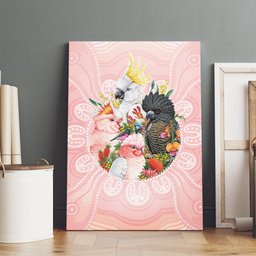 Australian Cockatoos Canvas Wall Art Flora Aboriginal Dot Art Pattern