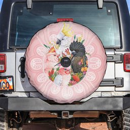 Australian Cockatoos Spare Tire Cover Flora Aboriginal Dot Art Pattern