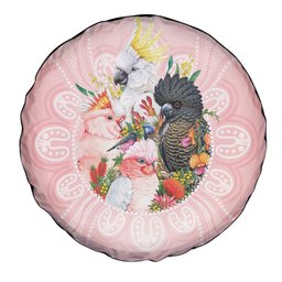 Australian Cockatoos Spare Tire Cover Flora Aboriginal Dot Art Pattern