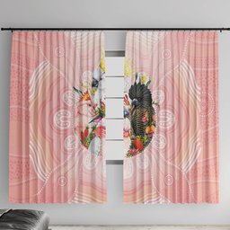 Australian Cockatoos Window Curtain Flora Aboriginal Dot Art Pattern