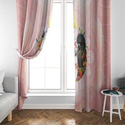 Australian Cockatoos Window Curtain Flora Aboriginal Dot Art Pattern