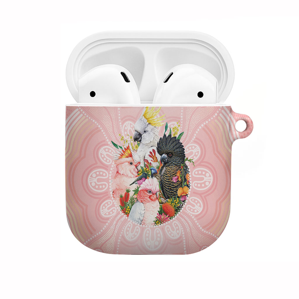 Australian Cockatoos AirPods Case Flora Aboriginal Dot Art Pattern