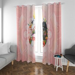 Australian Cockatoos Window Curtain Flora Aboriginal Dot Art Pattern