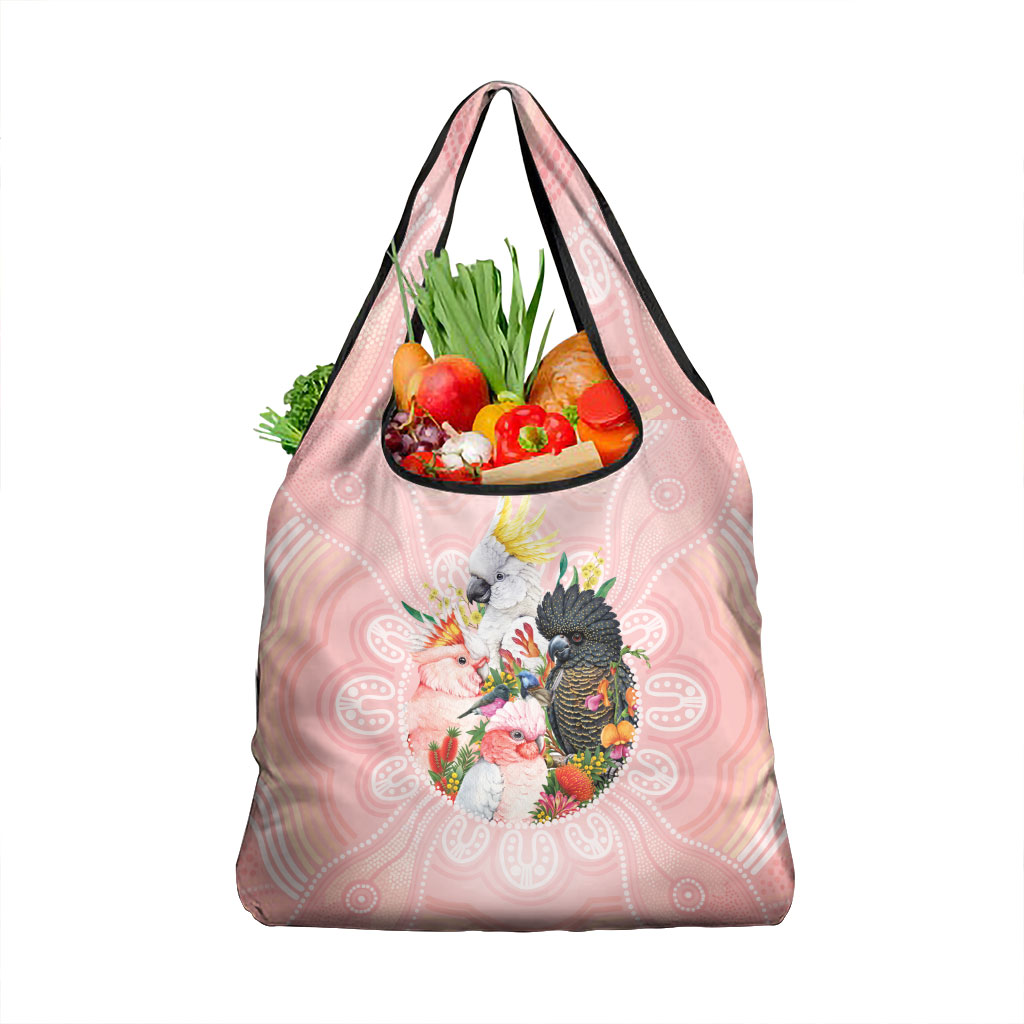Australian Cockatoos Grocery Bag Flora Aboriginal Dot Art Pattern