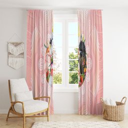 Australian Cockatoos Window Curtain Flora Aboriginal Dot Art Pattern