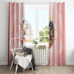 Australian Cockatoos Window Curtain Flora Aboriginal Dot Art Pattern