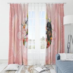 Australian Cockatoos Window Curtain Flora Aboriginal Dot Art Pattern