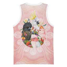 Australian Cockatoos Basketball Jersey Flora Aboriginal Dot Art Pattern