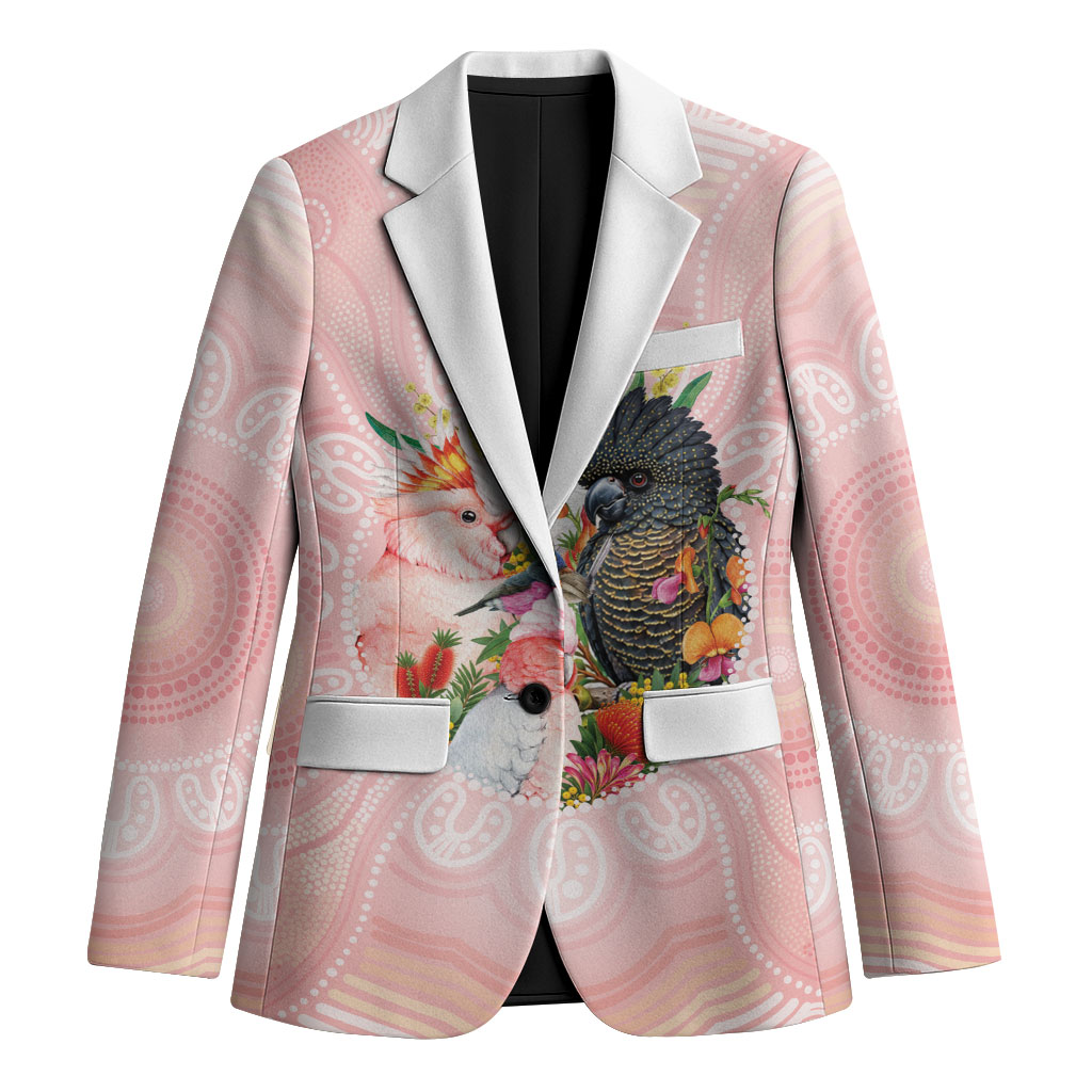 Australian Cockatoos Blazer Flora Aboriginal Dot Art Pattern