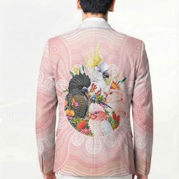 Australian Cockatoos Blazer Flora Aboriginal Dot Art Pattern