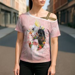 Australian Cockatoos Cross Shoulder Shirt Flora Aboriginal Dot Art Pattern