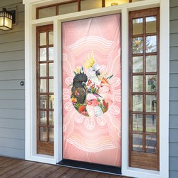 Australian Cockatoos Door Cover Flora Aboriginal Dot Art Pattern