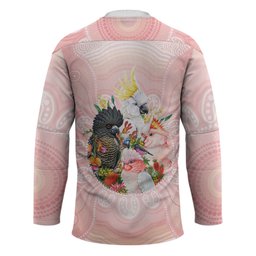 Australian Cockatoos Hockey Jersey Flora Aboriginal Dot Art Pattern
